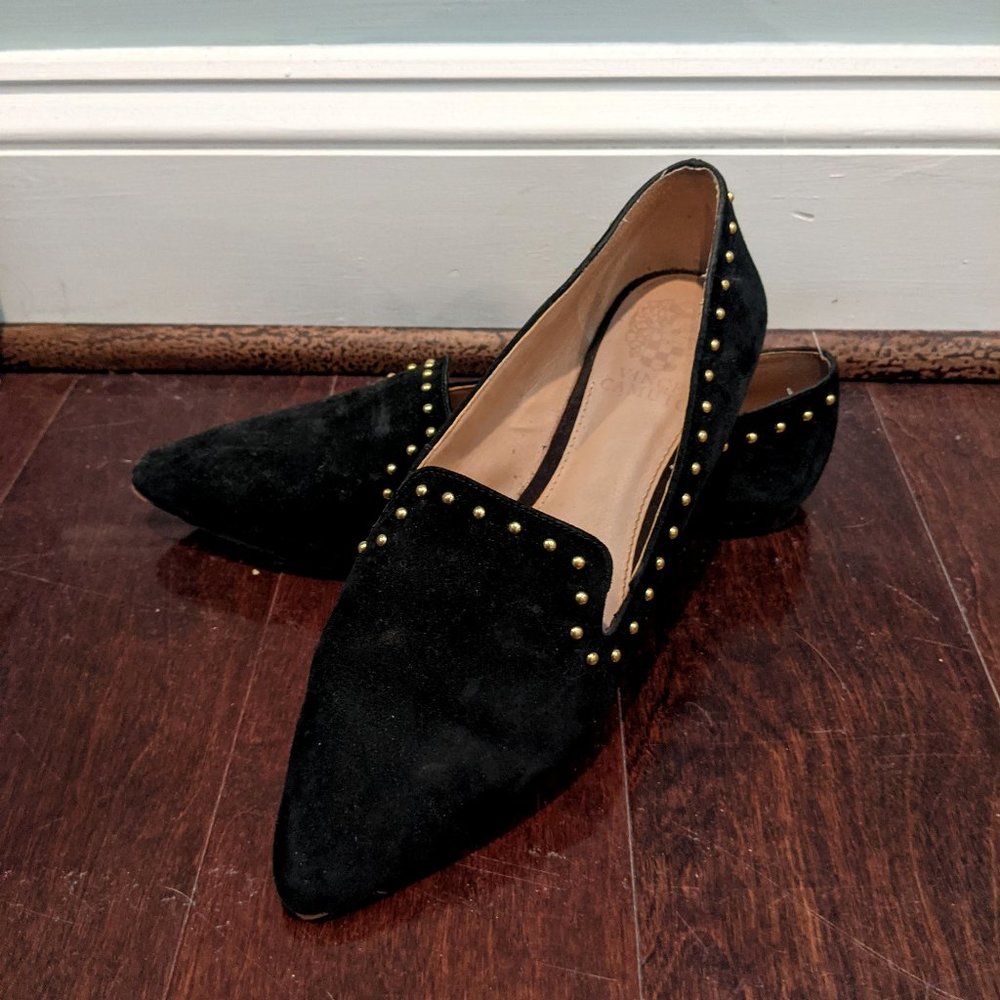 Vince Camuto Studded Suede Smoking Slipper Flats